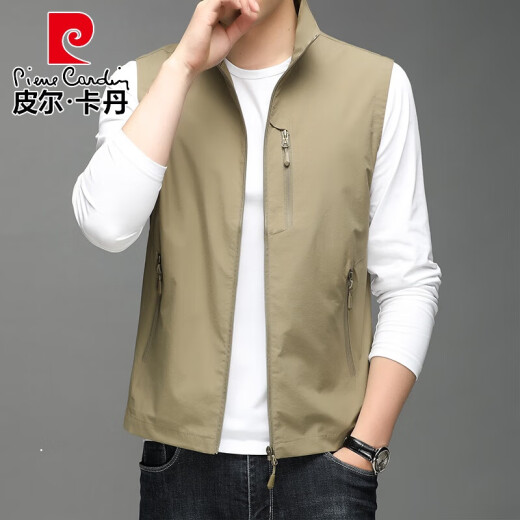 
Pier Cardin Spring and Autumn New Thin Vest Men's Business Casual Vest Jacket Outdoor Working Vest Middle-aged Horse Clip Coat Knitted 686 Blue M