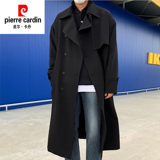 皮尔卡丹（pierre cardin）风衣男中长款过膝韩版英风休闲大衣春秋季男士风衣潮流风衣外套 卡其色【复合 加 厚】 XL