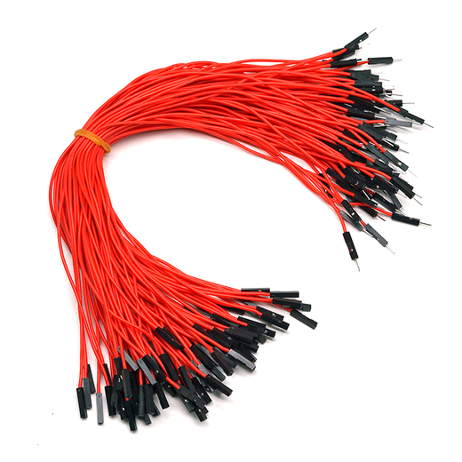 Throwing stones 1P rehearsal DuPont wire 26AWG silicone insulated wire High temperature resistant electronic wire Experimental supplies 100 wires in a bundle 20cm wire length 100 wires/item Red 30cm male to female