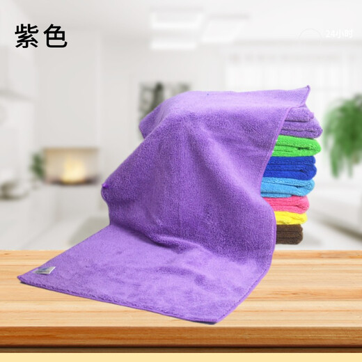 Yiran color-separated rags absorb water and are not easy to shed, kitchen cleaning cloths for wiping cars, wiping floors, furniture, hotel cleaning towels, 10 purple thickened 34*75CM