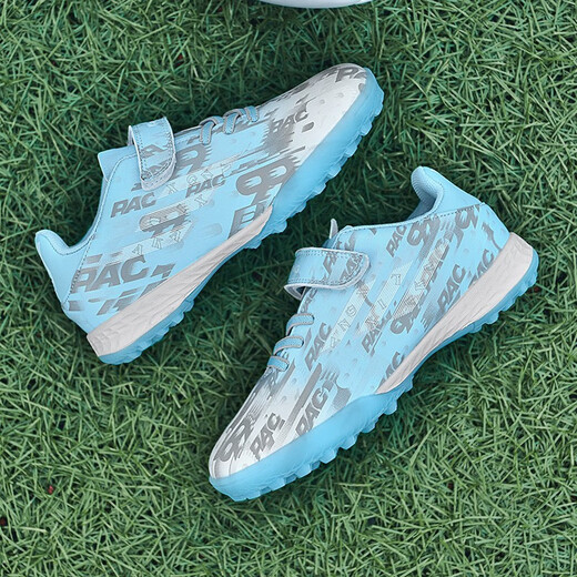 Feelaces Spitzenfreie Kinderfußballschuhe für Studenten, Männer und Frauen, Falcon TF gebrochene Nägel Klettverschluss Turnschuhe Künstliche Gras-Trainingschuhe 6195 Monate Farbe gebrochener Nägel 32 Standard Sportschuhe Größe