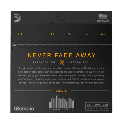 达达里奥（D'Addario）XTE1046美国进口电吉他琴弦 防锈涂层高碳钢弦 适中10-46