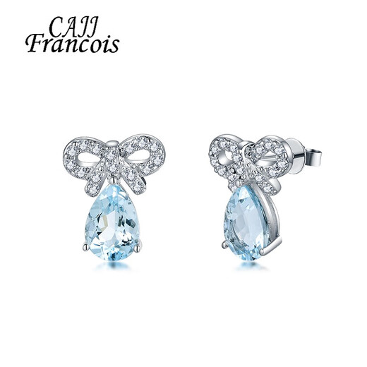 CAJJ Francois 4 carat aquamarine earrings, earrings, natural colored gems, 925 silver inlaid with zircon, jewelry, gemstones, aquamarine earrings