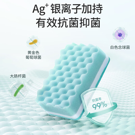 Meiya antibacterial dishwashing sponge scouring pad 8 pieces double-sided absorbent dishwashing block rag kitchen dishwashing sponge wipe