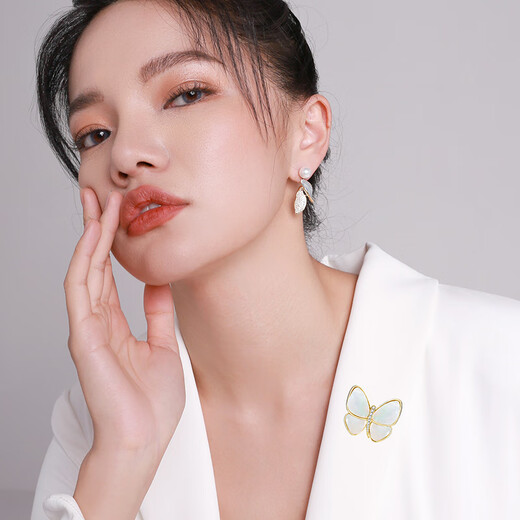 Qlady butterfly brooch, high-end female brand, corsage, suit, anti-exposure, mother-of-pearl brooch, silk scarf buckle, birthday gift for elders