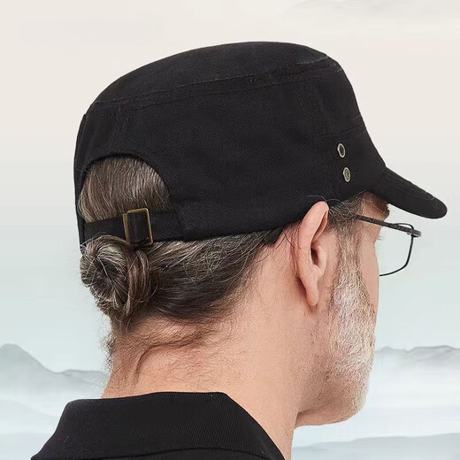 Ben youth hat men's middle-aged and elderly flat-top hat outdoor leisure sports outdoor fishing baseball cap dad father duck hat black adjustable