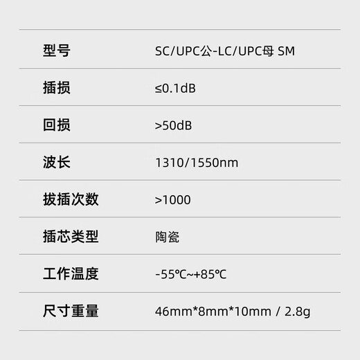 科路士 光纤转接头FC公-LC母转换头SC法兰盘ST适配器电信级阴阳转接器光功率计红光笔小方头耦合器 SC公--LC母