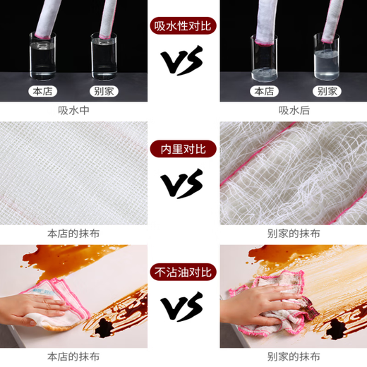 Caier 12-layer thickened dishcloth, pure cotton gauze rag, household kitchen cleaning dishcloth, absorbs water, does not stick to oil and does not shed lint. The first type (12-layer high quality and extra thick) 5 trial packs