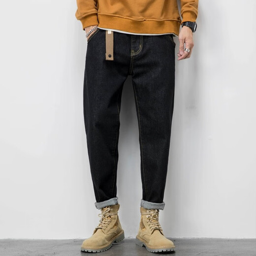 Jeanswest (Jeanswest) jeans men's spring and summer loose straight stretch cone-shaped large size Harun casual black trousers men's black 42 220-240jin [Jin is equal to 0.5 kg]