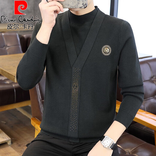 Pierre Cardin (Pierre Cardin) spring and autumn holiday two-piece half-turtleneck sweater for men Korean style high-end pullover mid-collar knitted bottoming sweater autumn coat 747 brown M 90-110Jin Jin is equal to 0.5 kg