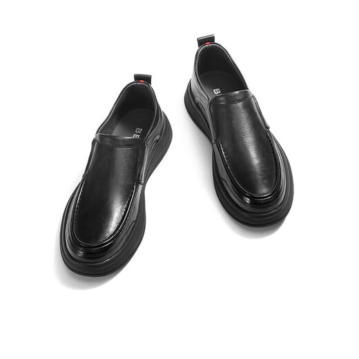 Belle Slip-On Casual Leather Shoes Men's Spring Cow Leather Cushioning Business Shoes A1010AM3 Black 43