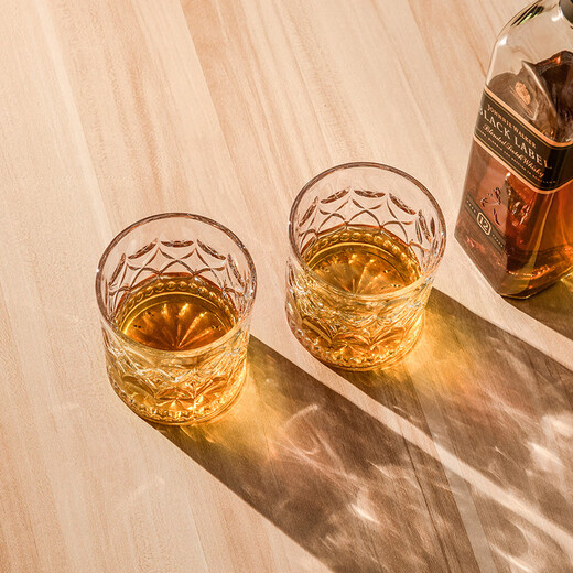 CLITON glass whiskey glass thickened retro European ice flower spirit glass foreign wine glass water glass glass 2 pieces