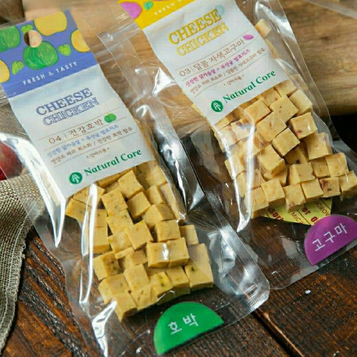 Núcleo natural coreano Núcleo Núcleo Núcleo Núcleo de pollo Fruites y verduras Pequeños Fondo de perros pequeños Tedico Bocadillos para perros peludos Manzana de queso de pollo Corte 80g*4 bolsas