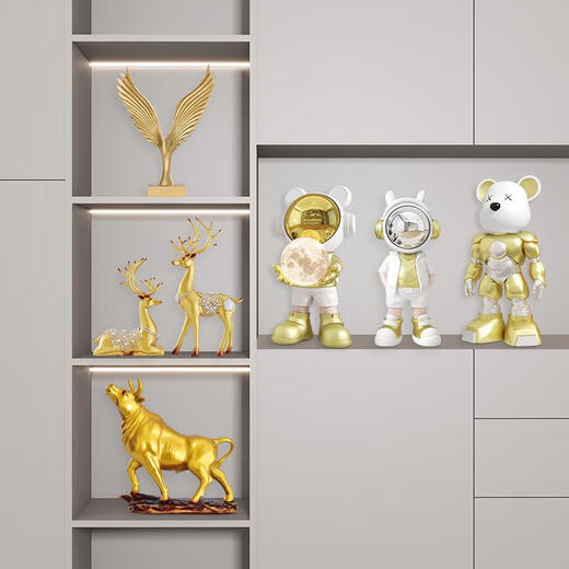 Adornos laterales del gabinete de televisión luz de lujo de lujo moderno nórdico sala de estar dormitorio gabinete lateral de televisión ed3897j set dorado brillante dos gemas amor ciervos