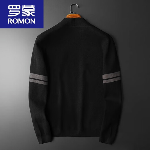 ROMON style men's sweater autumn slim button V-neck cardigan casual cardigan sweater jacket for men black/light luxury good quality 2XL