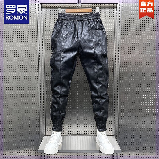 Romon (Romon) Automne et hiver épaissis épaissis chauds et imperméables Pantalons de moto en cuir en cuir pur noir pur noir 895 (plus) xl 120-140jin [Jin est égal à 0,5 kg]