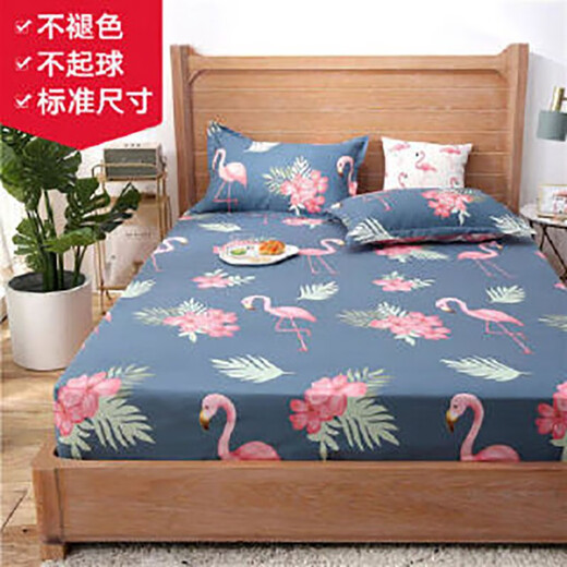 Fitted bed cover single piece mattress protection non-slip fixed all-inclusive bed cover dustproof sheet Flamingo 120cmx200cm