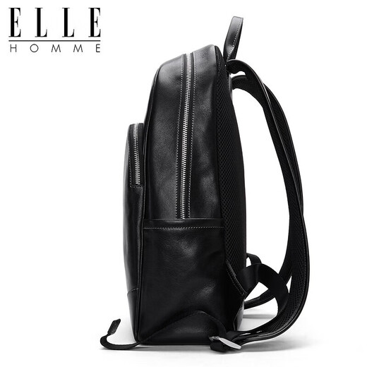 ELLE HOMME men's backpack trendy cowhide backpack casual outdoor schoolbag EA788207261 black
