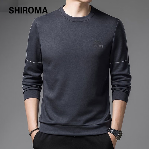 SHIROMA sweatshirt men's velvet thickening winter new long-sleeved casual round neck fashionable Korean style bottoming shirt for men 8719-grey spring and autumn thin XL 175 recommended 135-155Jin Jin equals 0.5 kg