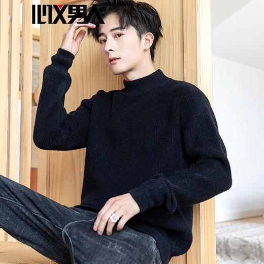 Der neue Herbst- und Winter-Halb-Turt-Turtleneck-Pullover für Männer im koreanischen Stil, verdickter Basishemd, vielseitige warme Strickfaden-Faden-Mantel-Trend 9905 Khaki L (110-125jin [Jin gleich 0,5 kg])