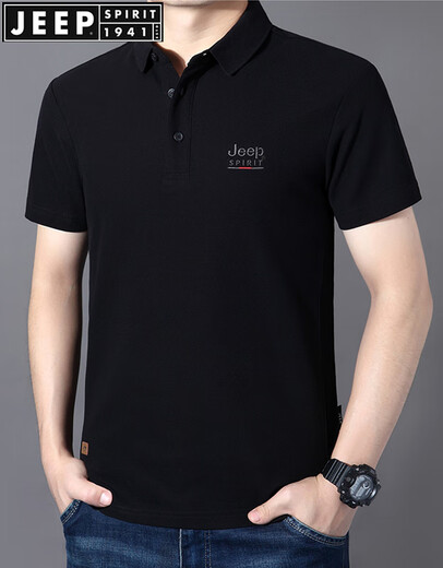 Jeep Spirit Business Camiseta de manga corta Camiseta de algodón de algodón Sendero bordado Lapa bordada media manga suelta camiseta de verano para hombres delgada civil informal xl (180) /100a recomendado 145-155Jin [Jin equivale a 0.5 kg]