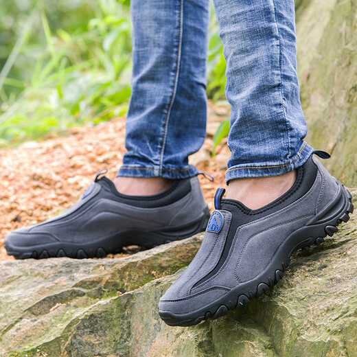 
Autumn and winter soft sole non-slip men's shoes middle-aged sports and casual shoes one-legged hiking shoes without laces for the elderly travel shoes 1502 green 42