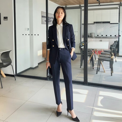 Lady Bird professional suit suit for women, high-end formal wear, small work clothes, interview small suit jacket, TZ55 black suit, spring and autumn style, L suitable for 105-113 Jin Jin equals 0.5 kg, can be worn