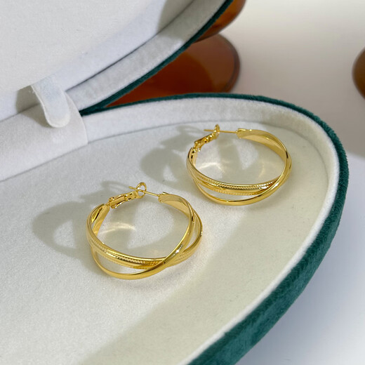 Yichan French style gold large hoop earrings women's niche design earrings earrings 2025 new hot style unique earrings gold large hoop earrings