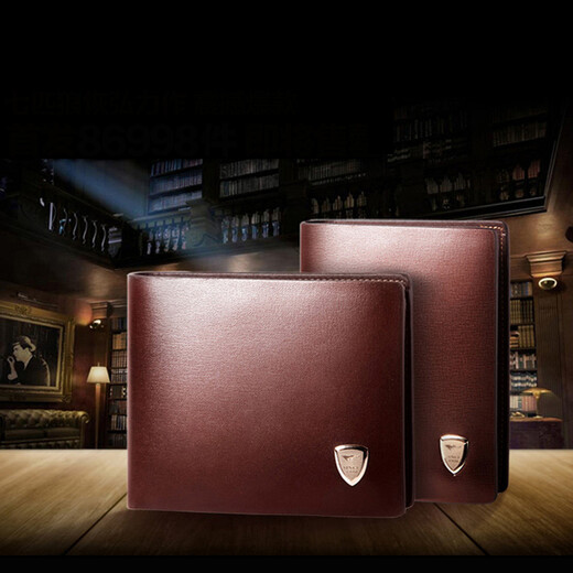 Sept Wolf Men's's Wallet Short Greil en cuir Générat en cuir marque trois fois horizontale et verticale Clip de billette de bouclier simple SLOT MULLIAT MULTH CARD