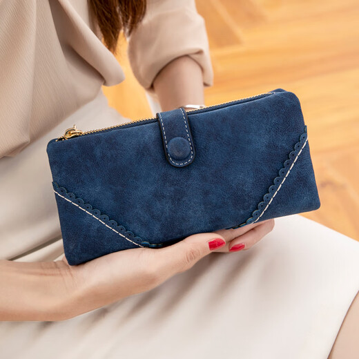 Mk Matte Wallet Women's Long Korean Version 2024 Neue Student Retro dreifache multifunktionaler Frauenhandbrieftasche Baolan