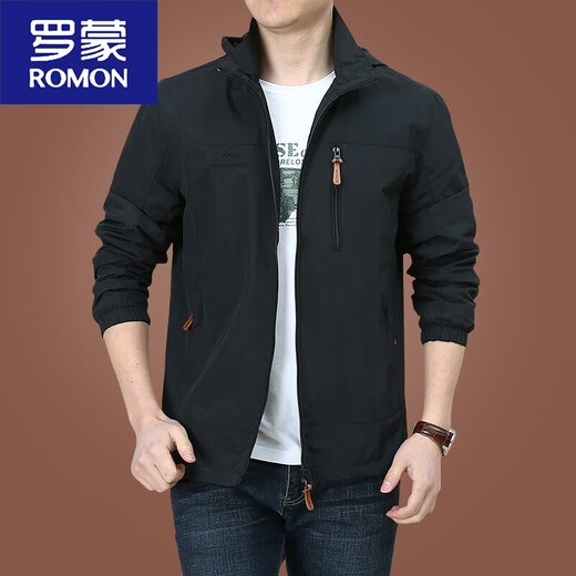Romon Outdoor Herrenjacke Herbst und Winter 2025 Neue Herbstkleidung mittleren Alters im mittleren Alter und Herren Frühling und Herbst Dicke 9898 Black Style Plus Fleece 2xl