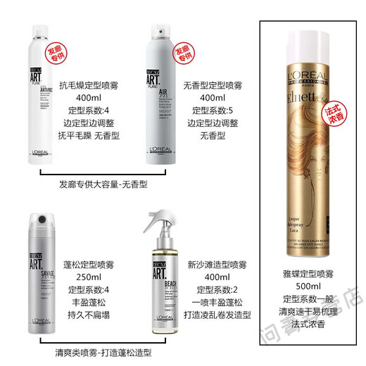 L'Oreal (Loreal) Teliger-Styling-Spray für Männer und Frauen natürliche flauschige lang anhaltende Styling Hair Salon Haarspray Moos Gel Elastic Feuchtigkeit 200 ml