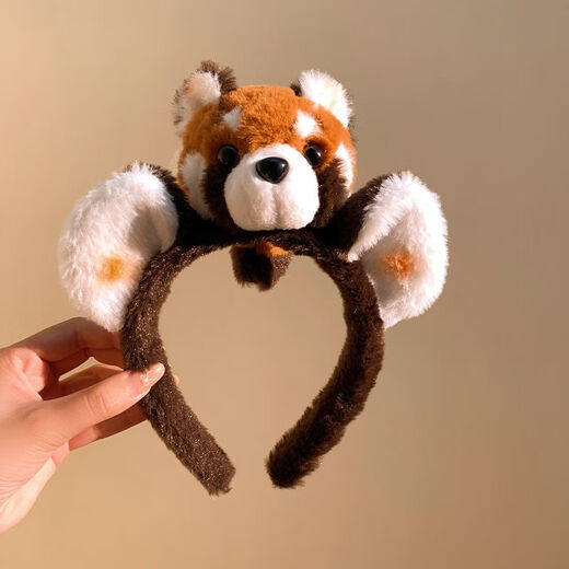 Hai Yiduo Cute Raccoon Headband Zoo Plush Red Panda Funny Headband Peripheral Hair Accessories Cartoon Headwear Photo Hairpin Plush Red Panda Headband 1 Pack