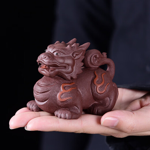 Jiaoxia Yixing purple sand handmade fire unicorn tea pet household fire unicorn tea tray ornaments tea toy tea pet tea ceremony accessories Yixing purple sand tea pet fire unicorn