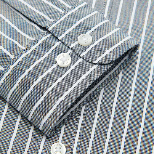 HAZZYS men's wide and narrow vertical striped cotton long-sleeved shirt ASCZK1BCK17 black BK 180/100A50