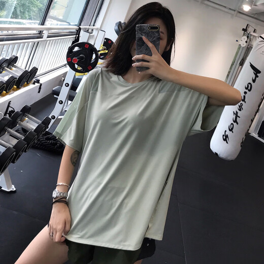 Jincheng Mesh Ropa de secado rápido para mujeres Camisa de jogging Fitness Ropa de fitness de manga corta Internet Celebrity Yoga Top T698 Black M