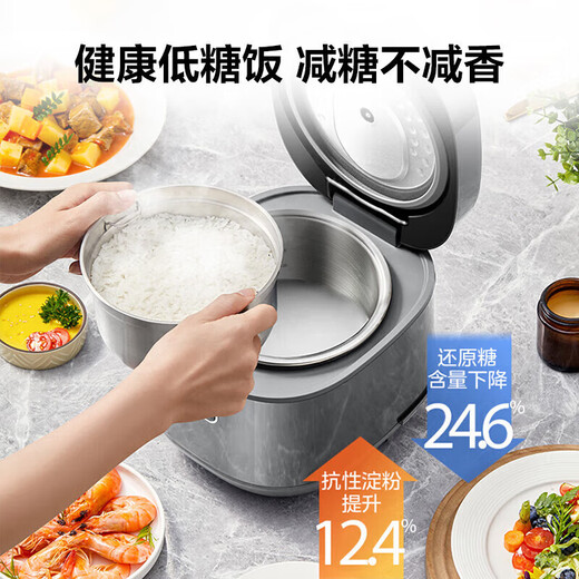 Midea small rice cooker for 1-2-3 people 0.8/1.2/2L household mini smart rice cooker micro-pressure multi-function rice cooker 2L upgraded 0 coating low sugar rice | same model offline