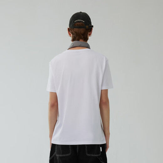 A21 men's simple short-sleeved T-shirt men's solid color men's bottoming short-sleeved couple trendy women Xinjiang cotton special white 170/84A/M