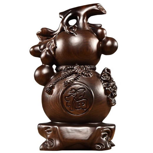 Qin Tinglanjing (QINTINLANJIN) Ebony solid wood carved gourd decoration living room home office decoration entrance crafts opening housewarming gift Ebony fine carved gourd [height] 50cm