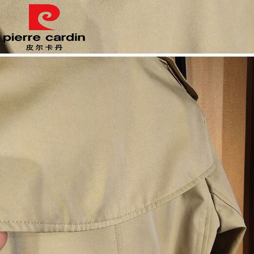 皮尔卡丹（pierre cardin）秋季新.品风衣女长款英伦精品气质卡其色百搭双排扣经典外套 卡其色纯100棉 2Xl建议130-140斤