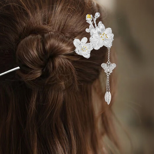 Kamalun (KAMALUN) Twelve Gods of Flowers Tassel Hairpin Ancient Style High-end Step Shake Hairpin Silver Hairpin Hanfu Headdress Elegant Updo Hair Accessory April Peony Eternal Love + Brand Gift Box