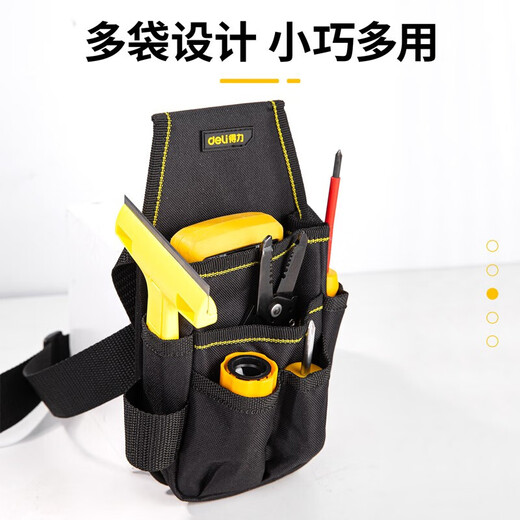Deli Tool Belt Multifunctional Repair Bag Small Canvas Electrician Belt Electric Drill Tool Bag for Men's Construction Site Tool Small Belt Bag DL430003