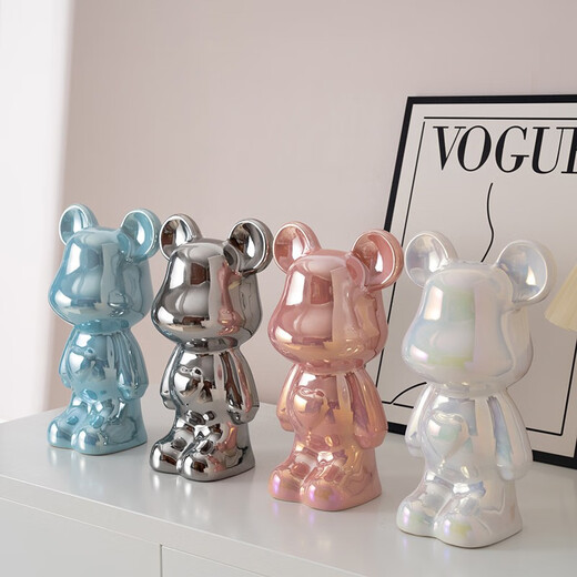 Yunya bear piggy bank living room TV cabinet light luxury entrance wine cabinet decoration ornament home internet celebrity gift love bear [17CM sky blue]