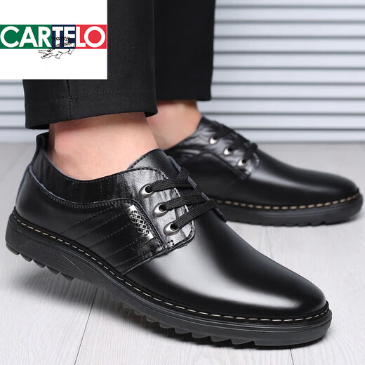 
CARTELO 2025 summer new men's hollow leather shoes breathable leather sandals casual soft sole summer middle-aged and middle-aged 983 brown hollow style 41