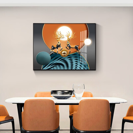 Villa Electric Meder Box Pintura decorativa hidráulica Moderna Versión horizontal Simple Restaurante Restaurante Caja Débil Pintura colgante Arte abstracto Mural Fulu Chengxiang 12593-2 Mirror Crystal Porcelana 100*80 Tamaño de la cubierta 84*73 Negro