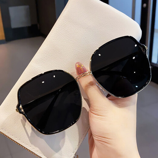 Mijilin 2022 new style sunglasses for women, sun protection, slimming, large frame, fashionable Korean version, Internet celebrity, same style, versatile sunglasses, white glasses + mirror box + mirror cloth