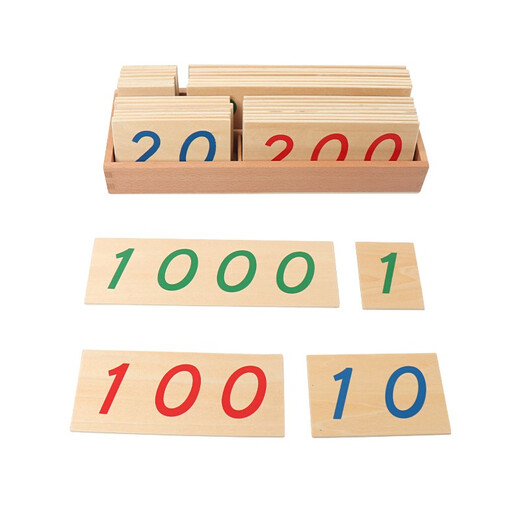 Montessori Matemáticas Matemáticas Enseñanza Ayuda Pensamiento del Centro de Educación Temprana Infantil Madera 1-9000 Números Big Card Toys 100 millones Cognitive Mathematics Concept Training 1-9000 Card Home Edition
