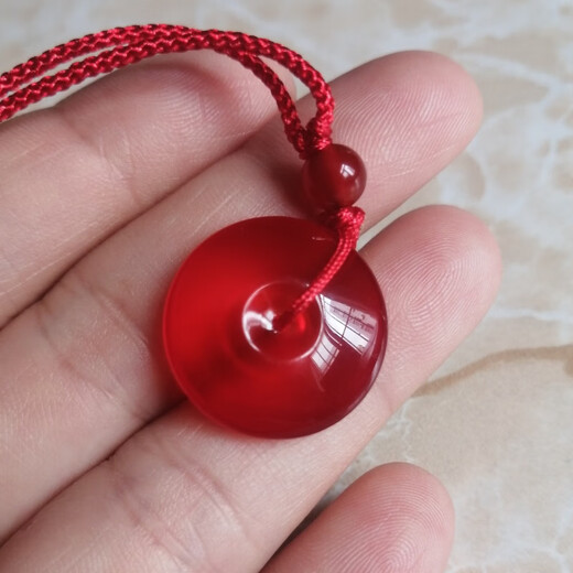 Natural herring stone safety buckle pendant jade pendant necklace pendant men and women couple jewelry pendant gift 4g with rope and gift box