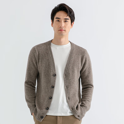 SHOKAY business commuting casual design men's sweater sweater cardigan [yak velvet wool] AM-CA-PC deep khaki M