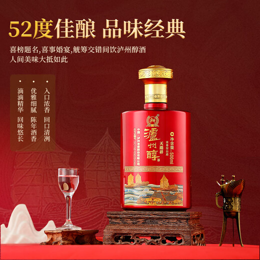 Luzhou Laojiao Sichuan 52% Luzhou-flavor liquor full box grain wine ration wine wedding banquet business banquet gift liquor gift box 52% 500mL 6 bottles Luzhou Laojiao liquor full box